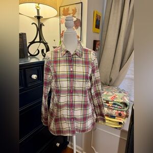Talbots Multicolor Plaid Holiday Christmas Button-up Shirt, Mp